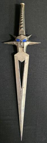 Fantasy Face Dagger with Blue Gem Eyes, Stainless Steel Blade, China, Decorative Collectible