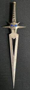 Fantasy Face Dagger with Blue Gem Eyes, Stainless Steel Blade, China, Decorative Collectible
