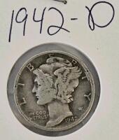 1942-D and 1943-S Mercury Dimes, 90% Silver, Circulated, Denver & San Francisco Mintmarks - 2