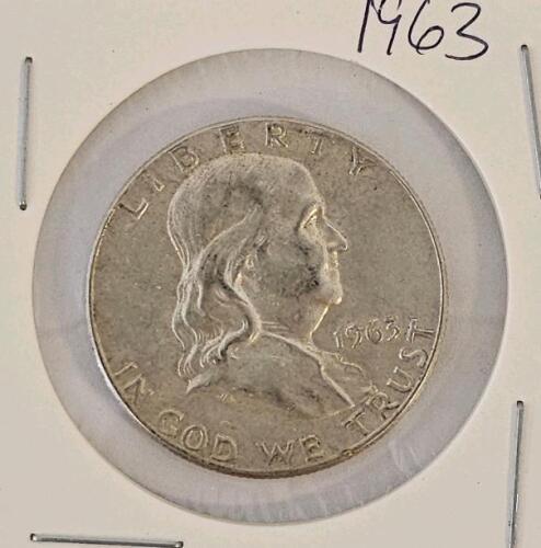 1963 Franklin Half Dollar, 90% Silver, Circulated, Philadelphia Mint