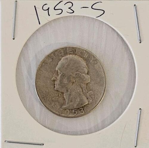 1953-S Washington Quarter, 90% Silver, Circulated Condition