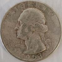 1953-S Washington Quarter, 90% Silver, Circulated Condition - 2