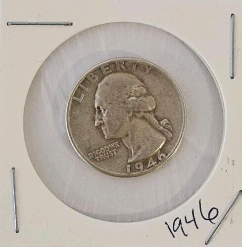 1946 Washington Quarter 90% Silver, No Mint Mark, Red Reverse Damage, Circulated