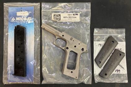 Tactical Machining 1911 80% Recon Frame Kit w/ Mec-Gar 10rd .45ACP Magazine & Carbon Fiber Grips