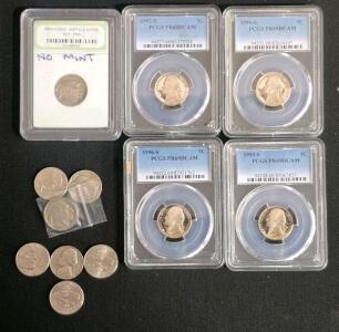 PCGS PR69DCAM Jefferson Nickels 1992-S, 1993-S, 1995-S, 1996-S Plus Buffalo/Indian Head Nickels