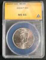 Kennedy Half Dollar Lot: 1972, 1974, 1977, 1995, 2004-P MS65 ANACS, Ancient Roman Coin Constantine Era - 2