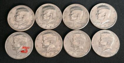 Kennedy Half Dollar Lot &ndash; 8 Coins (1971&ndash;1980), Circulated, U.S.