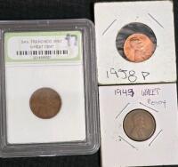 Lincoln Wheat Cent Lot &ndash; 50+ Coins, 1949, 1958-P, Slabbed San Francisco Mint, Mixed Grades - 2