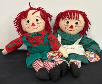Large Raggedy Ann & Andy Collectible Lot: Plush Dolls, Boxed Brass Key, Applause Snowden, Patterns - 2