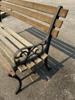 Cast Iron & Hardwood Outdoor Garden Bench, 50"x22"x32", Ornate Sides, Weathered Finish - 2