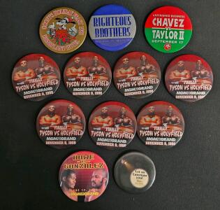 Tyson vs Holyfield, Bowe vs Gonzalez, Chavez vs Taylor II MGM Grand Boxing and Concert Button Lot