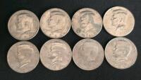 Kennedy Half Dollar Coins Lot (1972&ndash;1995), 8 Pieces, Circulated, Copper-Nickel, U.S. Mint