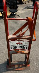 U-Haul Appliance Hand Truck, 700 lb Capacity, Steel Frame, 8" Wheels, Orange Strap Included