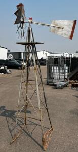 8 ft Metal Garden Windmill with 22" Blades and Red Accents