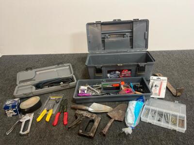Plano 20" Toolbox Lot with RotoZip Rotary Tool, Arrow Staple Guns, Klein Wire Strippers & Hand Tools