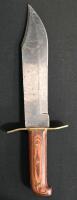 Large Bowie Knife, Clip Point, Full Tang, Brass Guard, Wood Handle, ~8-10" Blade