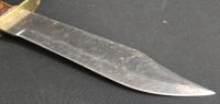 Large Bowie Knife, Clip Point, Full Tang, Brass Guard, Wood Handle, ~8-10" Blade - 2
