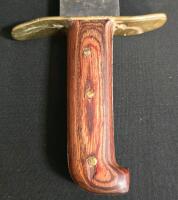 Large Bowie Knife, Clip Point, Full Tang, Brass Guard, Wood Handle, ~8-10" Blade - 3