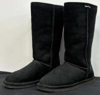 Bearpaw Emma Tall Sheepskin Suede Winter Boots, Size 8, Wool Blend Lining, Black & Tan - 2