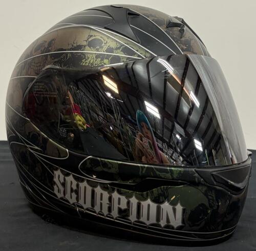 Scorpion EXO-410 XL Full Face Helmet, Skull Graphics, SNELL 2010, DOT Certified, Black/Green