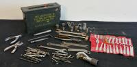 Military Surplus 7.62mm Ammo Can with Assorted Hand Tools, Sockets, Wrenches, Drill Bits, LC-85L