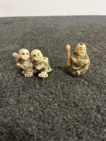 Miniature Japanese Seven Lucky Gods Rice Art Display, Micro Hand-Painted Figurines, Boxed - 12