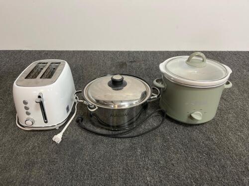 Keenstone 2-Slice Toaster, Crockpot 2.5 Qt Slow Cooker, Magma 5 Qt Electric Pot, Tested