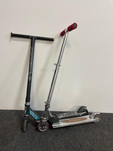 Razor A Folding Kick Scooter Silver & Madd Gear Stunt Scooter Black - Aluminum, Poly Wheels