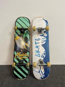 Satellite Skateboard 8.0" Deck, 50mm 99A Wheels + 8.0" Blue SKATE Deck Complete
