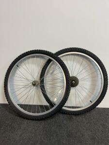 26" Mountain Bike Wheels Set, Kenda Tires, 36-Spoke, Rim Brake, Rear 7-Speed Freewheel