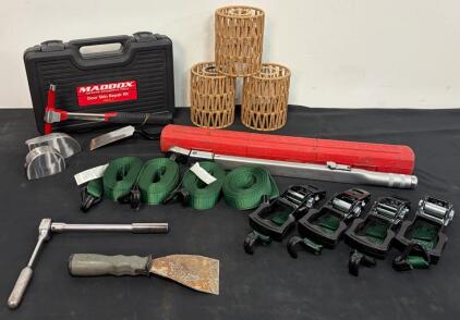 Maddox Door Skin Repair Kit MB4-1, Ratchet Straps, Torque Wrench, Tools, Rope Baskets, Lot of 6