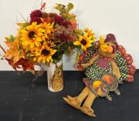 Mixed Lot Autumn & Christmas D&eacute;cor, 30+ Pieces: Glass Ornaments, Candle Holders, Floral, Figurines - 4