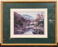 Framed Landscape Signed C.L. Curry Art Print & Framed Impressionist Boating Scene - 2