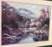 Framed Landscape Signed C.L. Curry Art Print & Framed Impressionist Boating Scene - 3