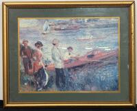 Framed Landscape Signed C.L. Curry Art Print & Framed Impressionist Boating Scene - 5