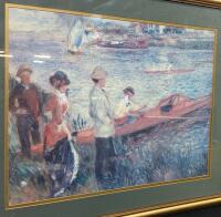 Framed Landscape Signed C.L. Curry Art Print & Framed Impressionist Boating Scene - 6