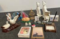 Assorted Ceramic & Porcelain Figurines Lot &ndash; Cats, Birds, Miniatures, Boxed Collectibles, 23+ Pieces