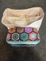 SeekTop Backpack, Patterned Cosmetic Bags, Clear Tote, Silverplated Goblets & Basket Lot - 6