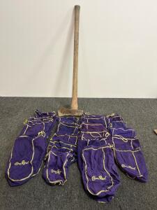 Vintage Wooden Splitting Maul, 36" Handle, 8 lb Head and 15+ Crown Royal Purple Drawstring Bags
