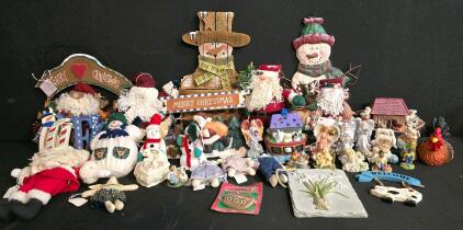 Assorted 30+ Piece Holiday Figurine Lot &ndash; Christmas & Winter Decor