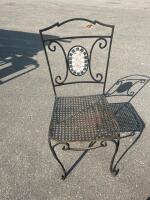 Wrought Iron Patio Chairs with Mosaic Tile Inlay &ndash; Black Lattice Seat, Pair, Outdoor Garden - 2