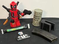 Deadpool LEGO Statue, AR-15 Magazine, Emergency Water Can, ProLight Stick, Patch & More Lot
