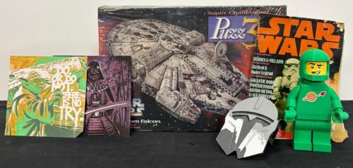 Star Wars Collectibles Lot: Puzz 3D Millennium Falcon, Art Prints, Magazine, Custom Figures