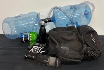 Alpinestars Backpack, Wartech Tactical Knife, Plasma Cannon, Insulated Bottle, Tiki Mug, Sign