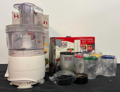 Magic Bullet 17-Piece Hi-Speed Blender & Hamilton Beach Big Mouth 14 Cup Food Processor 70590 working condition