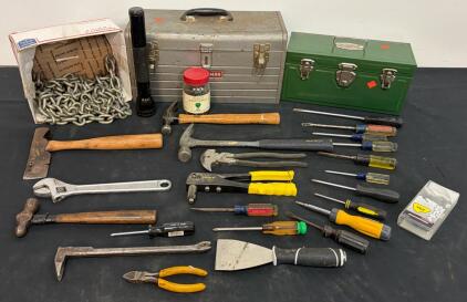 Vintage Mixed Lot - Hand Tools, Craftsman Toolbox, Metal Toolboxes, Accessories