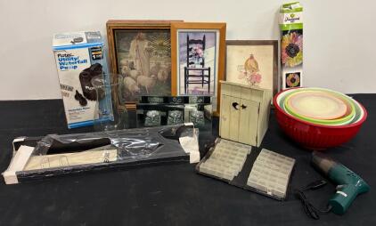 Large Mixed Household & Home D&eacute;cor Reseller Lot &ndash; Wall Art, Flotec Waterfall Pump, Nesting Bowls, Vase, & More
