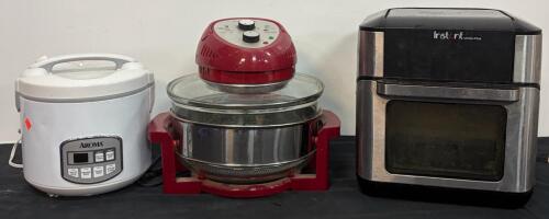 Instant Vortex Plus 10-Quart Air Fryer Oven, Aroma Rice Cooker & Halogen Convection Oven Lot