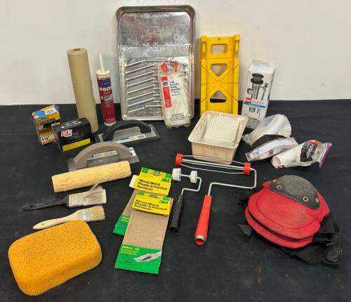 Assorted Home Improvement Tools Lot: Wooster Paint Tray, Anvil Float, Project Source Drop Cloth