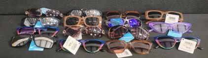 Lot of 15 Mixed Style Sunglasses, 100% UV Protection, Plastic Frames, New With Tags